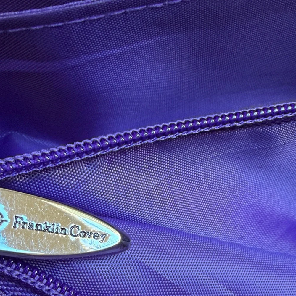 FranklinCovey Genuine Leather Briefcase Laptop Tote Purple Lined